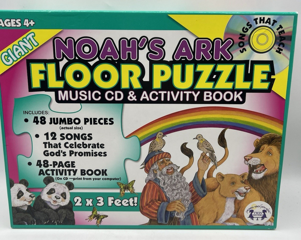 Noah’s Ark Floor Puzzle Music CD Activity Book 48 Jumbo Pieces Complete